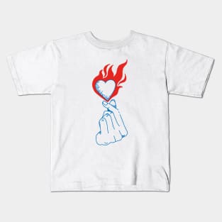 Korean Finger Heart For Valentines Day Kids T-Shirt